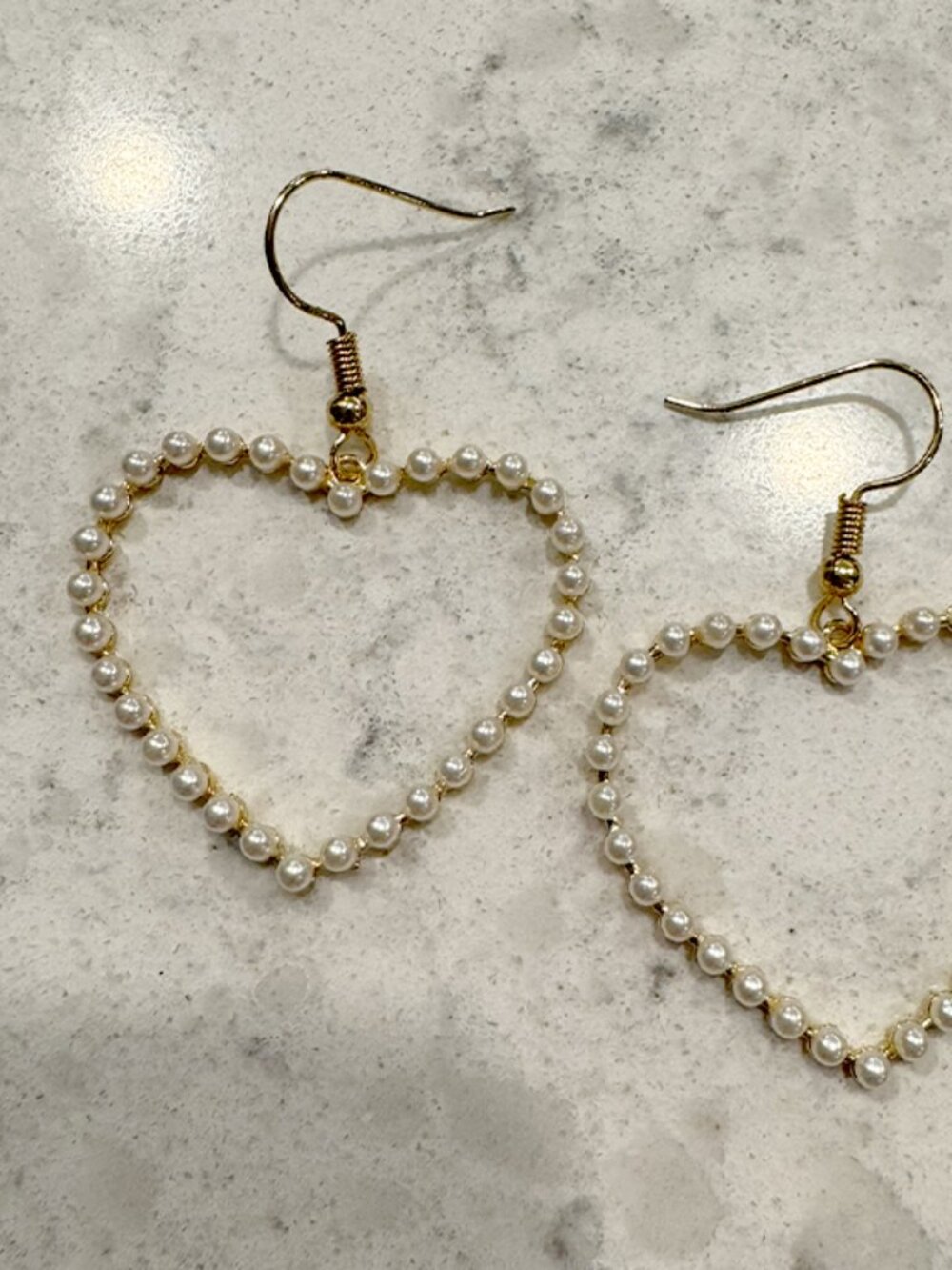 Heart Shaped Gold and Pearl Earrings
